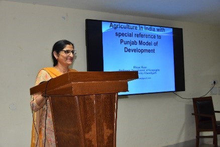 Prof. Dhian Kaur, Department of Geography, Panjab University delivered a lecture