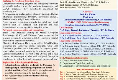 A four-day Course on Advanced Analytical Techniques, Instrumentation and NABL Quality Assurance (AATIN-QA 2026)